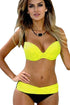 Sexy Yellow Padded Gather Push-up Bikini Set